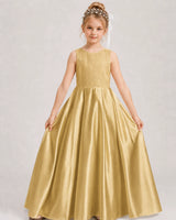 Gold A-line Girls Formal Dresses Front