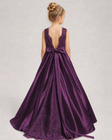 Grape A-line Girls Formal Dresses Back