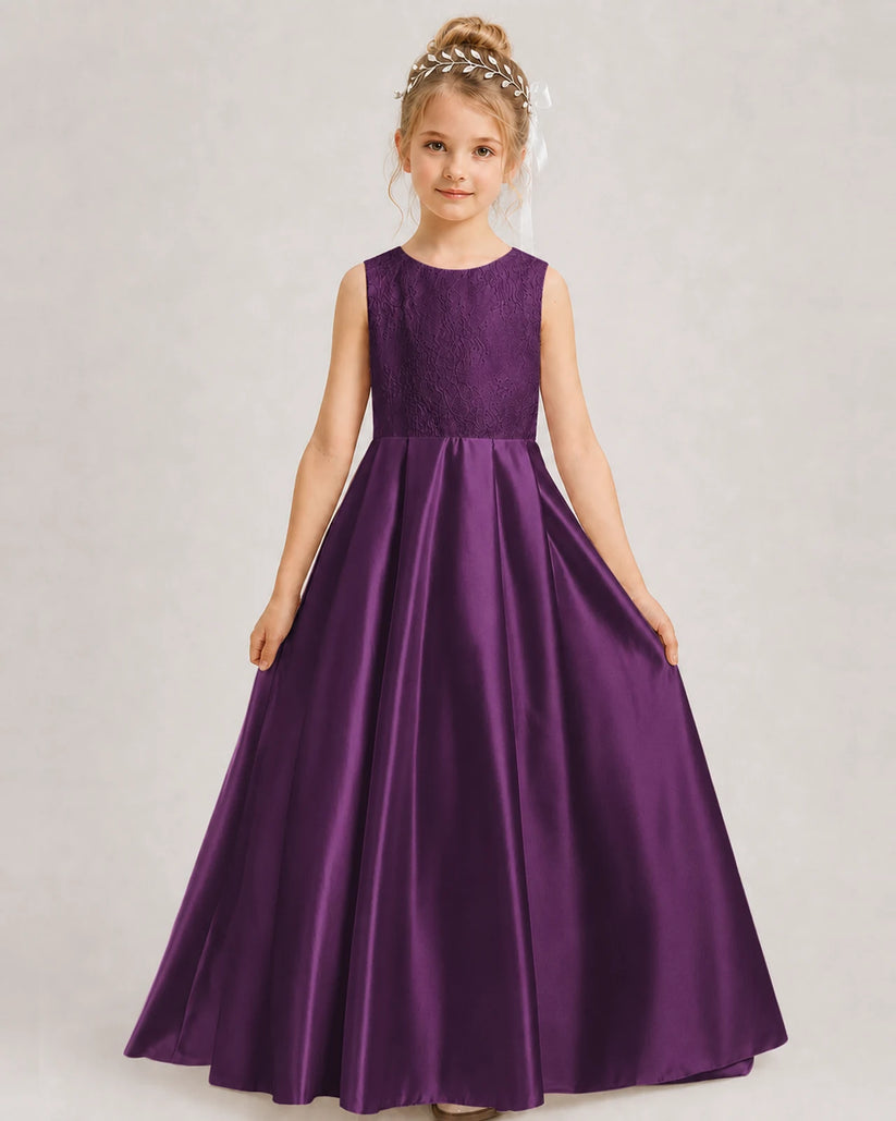 Grape A-line Girls Formal Dresses Side