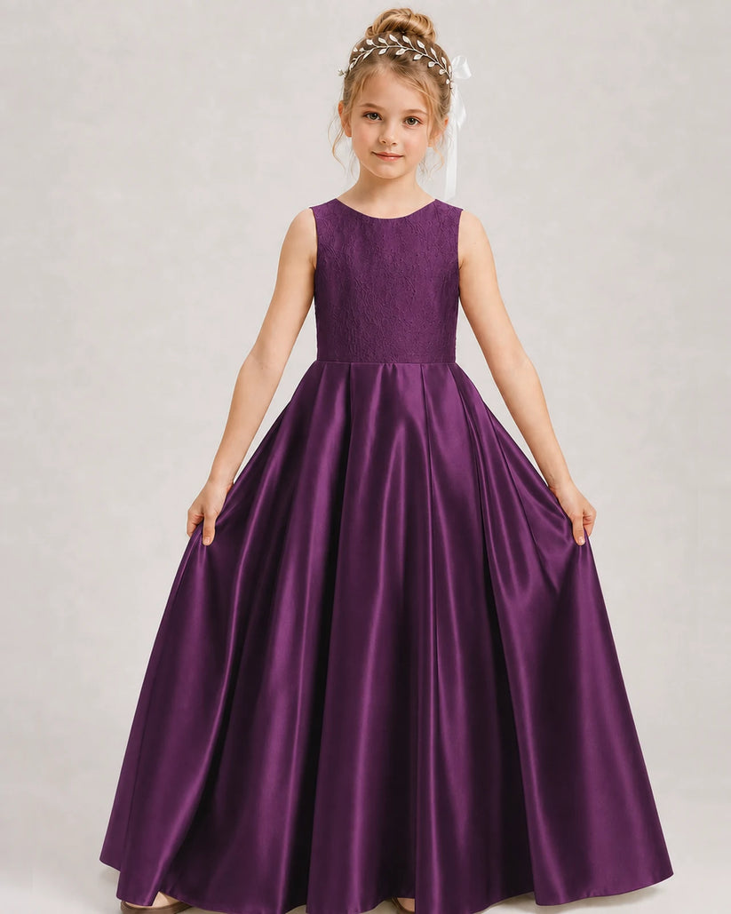 Grape A-line Girls Formal Dresses Front