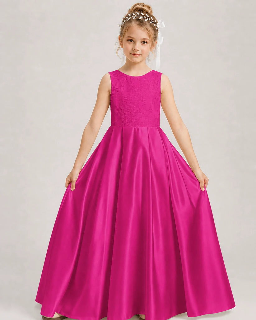 Hot Pink A-line Girls Formal Dresses Front