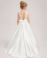 Ivory A-line Girls Formal Dresses Back