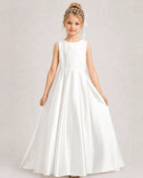 Ivory A-line Girls Formal Dresses Side