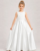 Ivory A-line Girls Formal Dresses Front