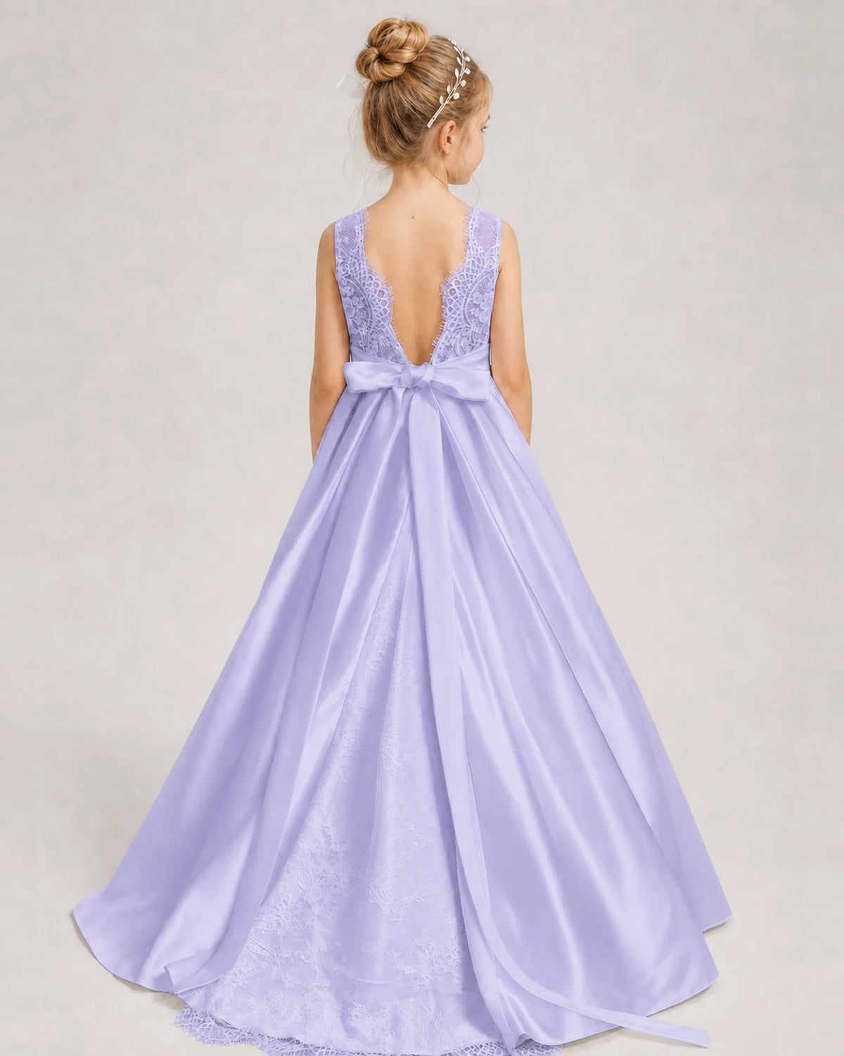 Lavender A-line Girls Formal Dresses Back