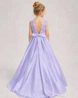 Lavender A-line Girls Formal Dresses Back