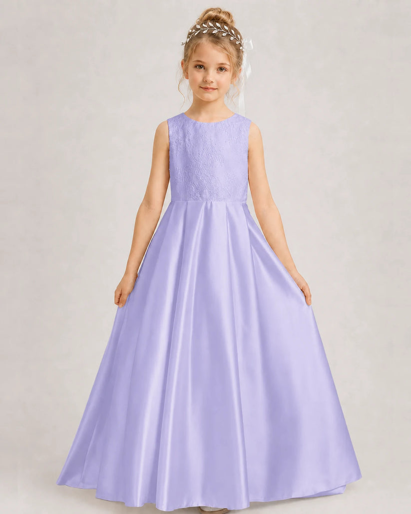 Lavender A-line Girls Formal Dresses Side