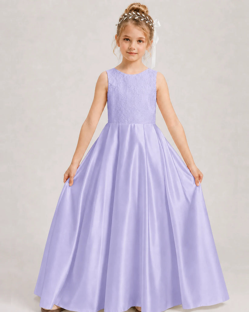 Lavender A-line Girls Formal Dresses Front
