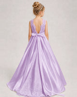 Lilac A-line Girls Formal Dresses Back