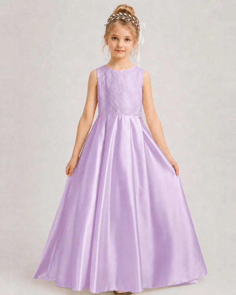 Lilac A-line Girls Formal Dresses Side