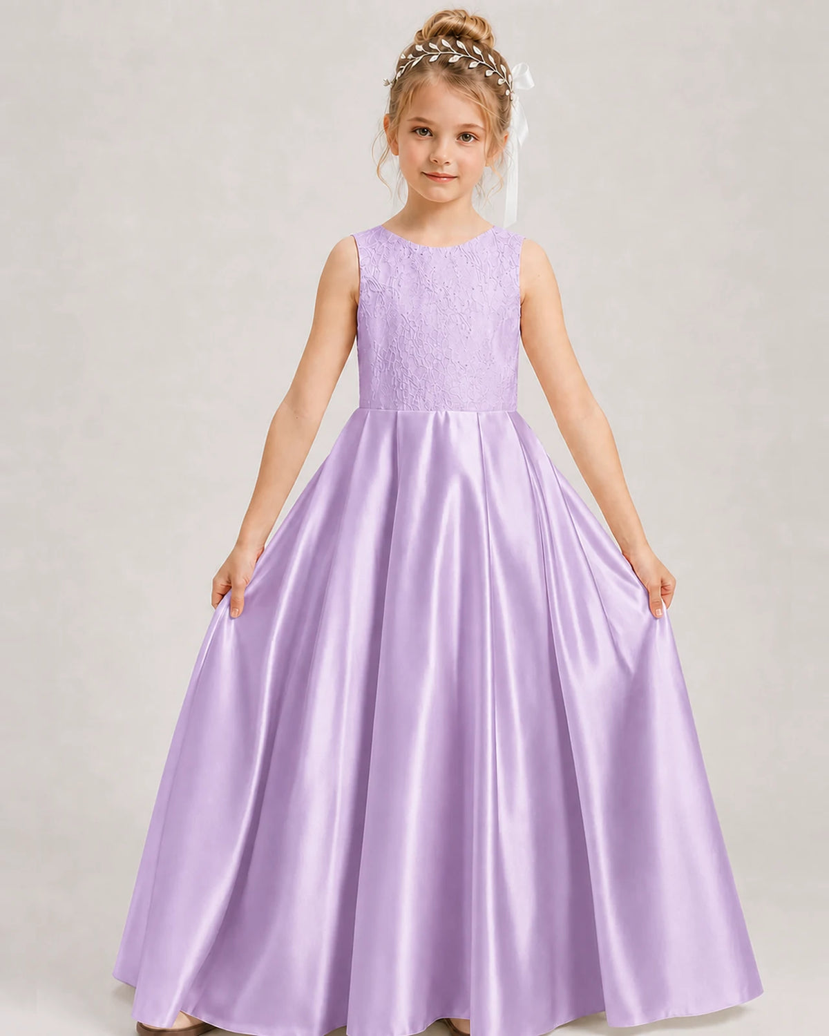 Lilac A-line Girls Formal Dresses Front