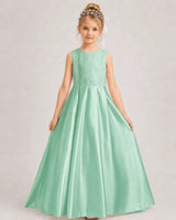 Mint Green A-line Girls Formal Dresses Side