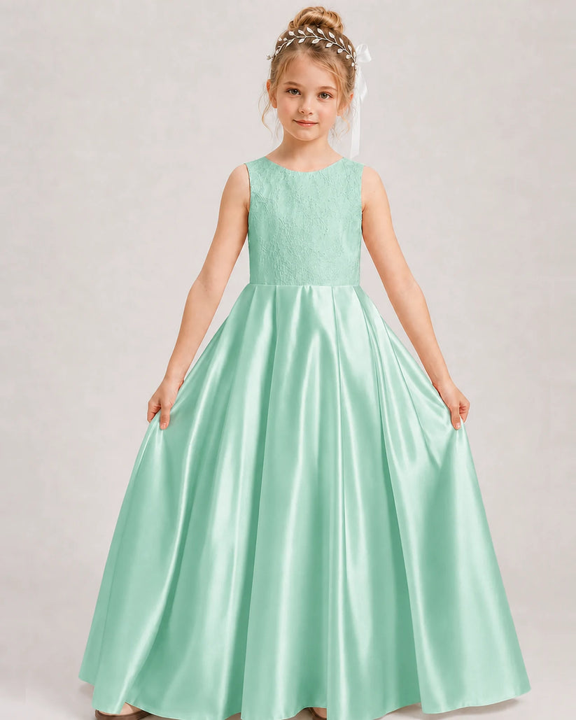 Mint Green A-line Girls Formal Dresses Front