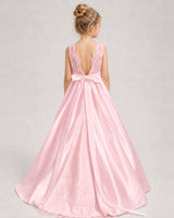 Pink A-line Girls Formal Dresses Back