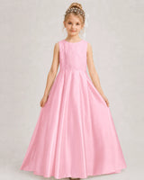 Pink A-line Girls Formal Dresses Side