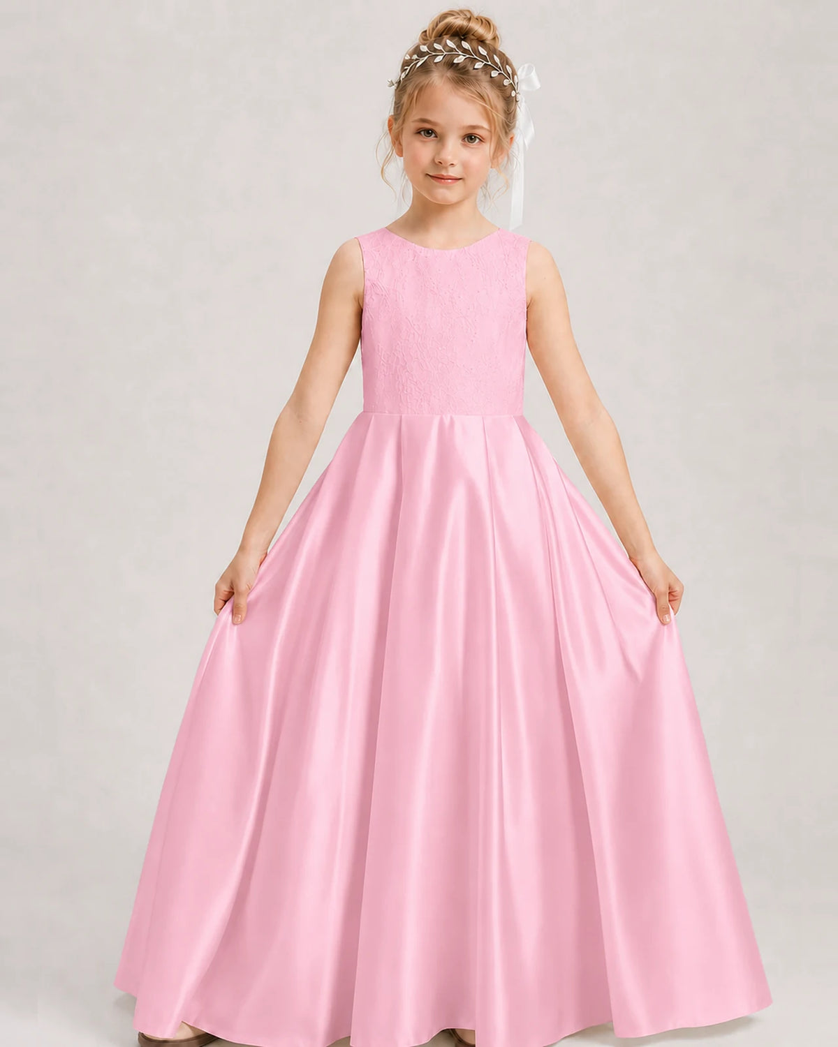 Pink A-line Girls Formal Dresses Front
