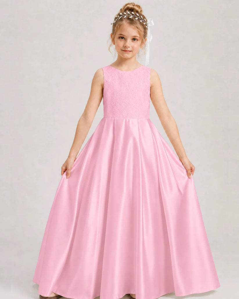 Pink A-line Girls Formal Dresses Front