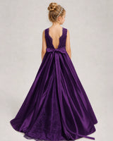 Purple A-line Girls Formal Dresses Back