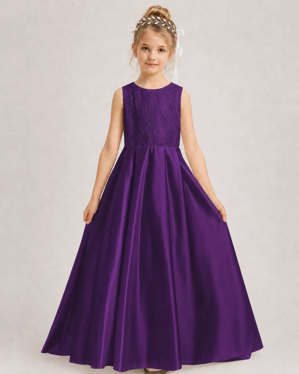 Purple A-line Girls Formal Dresses Side