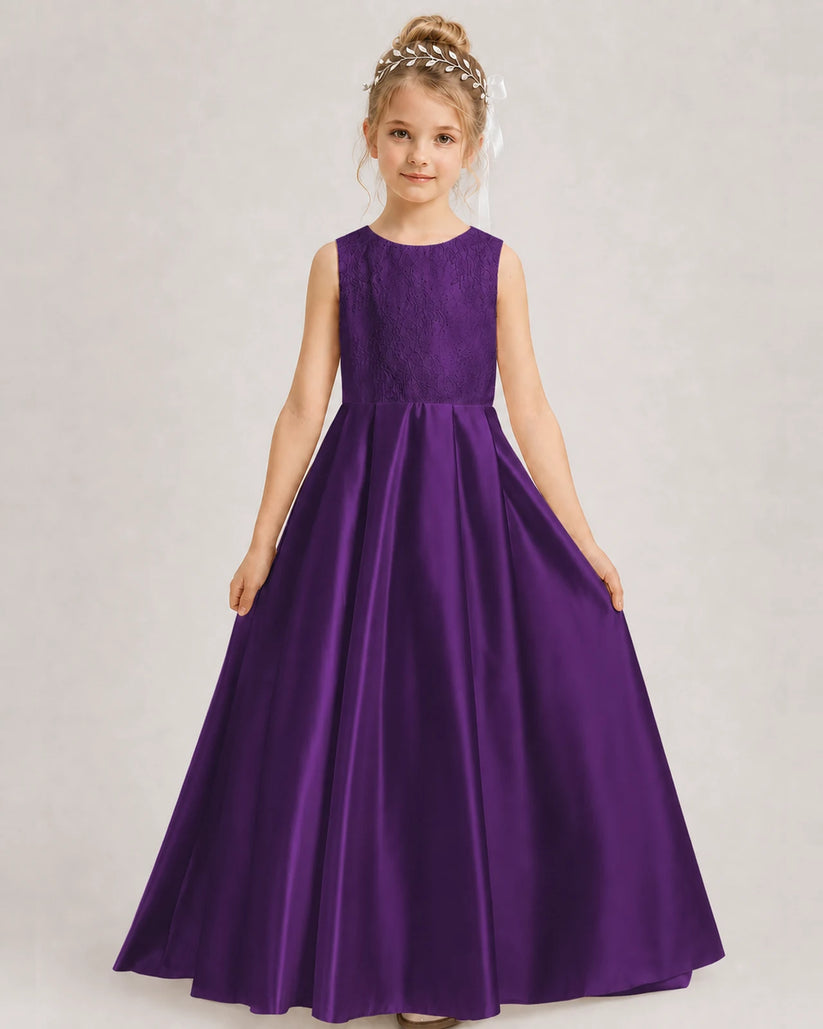 Purple A-line Girls Formal Dresses Side