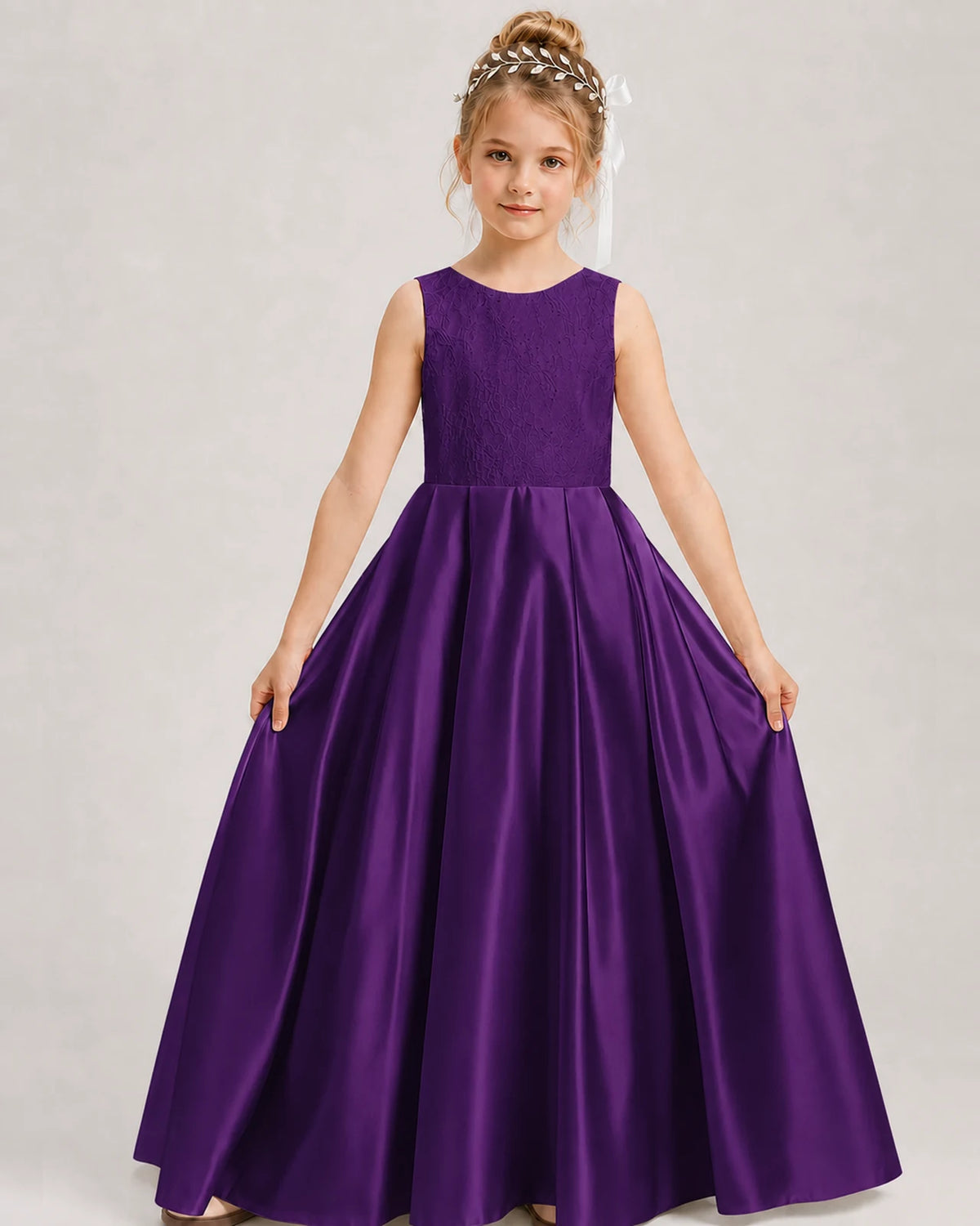 Purple A-line Girls Formal Dresses Front