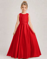 Red A-line Girls Formal Dresses Side