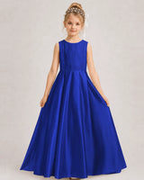 Royal Blue A-line Girls Formal Dresses Side