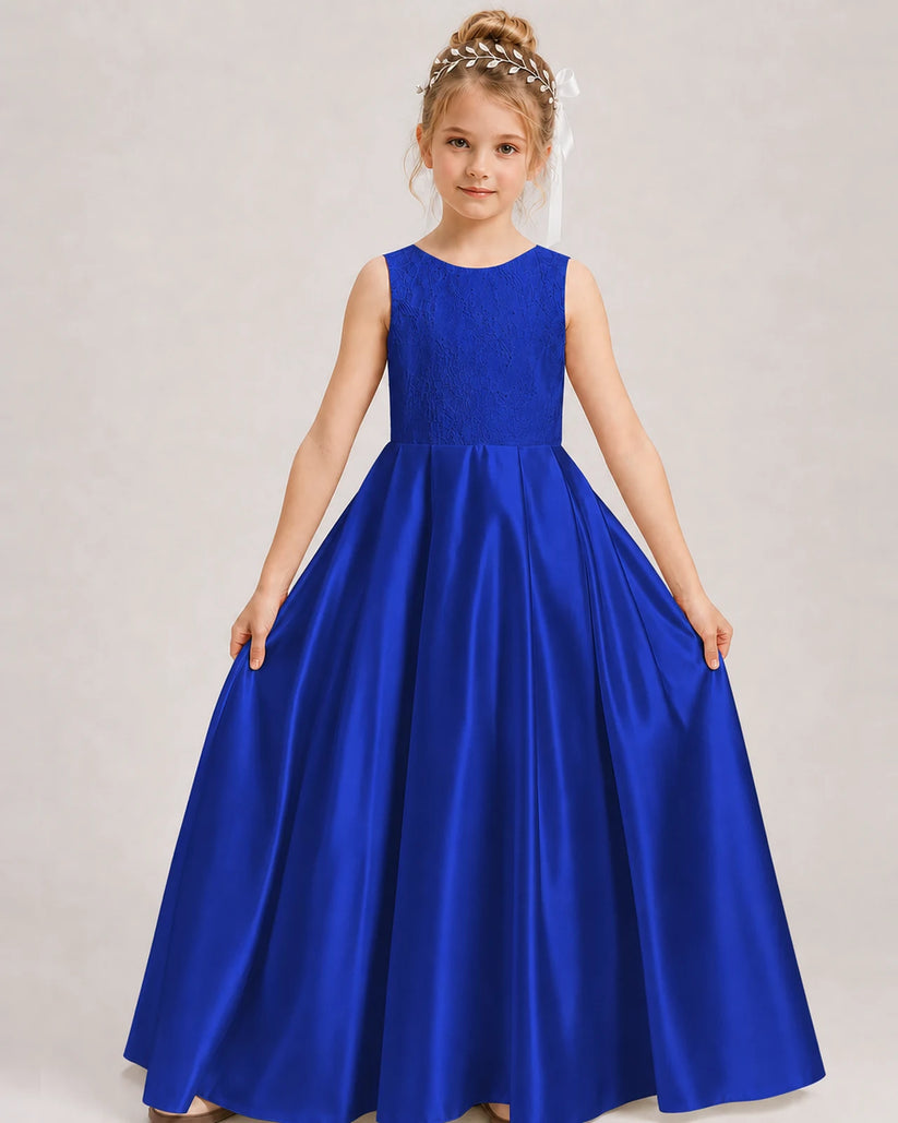 Royal Blue A-line Girls Formal Dresses Front