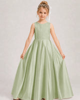 Sage Green A-line Girls Formal Dresses Front