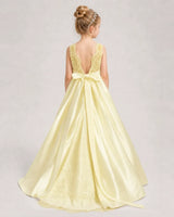 Daffodil Satin A-line First Communion Dress Back View