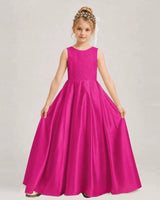 Hot Pink Satin A-line First Communion Dress Front View