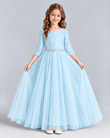 Baby Blue Ball Gown Girls Formal Dresses Front