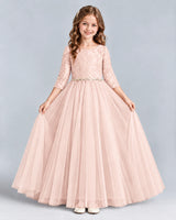 Blush Pink Ball Gown Girls Formal Dresses Front