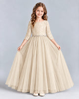 Champagne Ball Gown Girls Formal Dresses Front