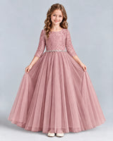 Dusty Rose Ball Gown Girls Formal Dresses Front