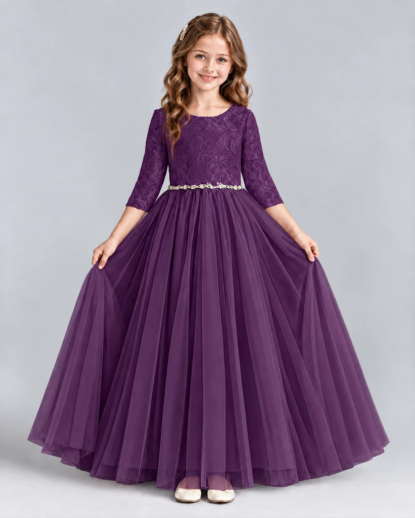 Grape Ball Gown Girls Formal Dresses Front