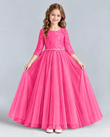 Hot Pink Ball Gown Girls Formal Dresses Front
