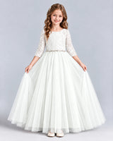 Ivory Ball Gown Girls Formal Dresses Front