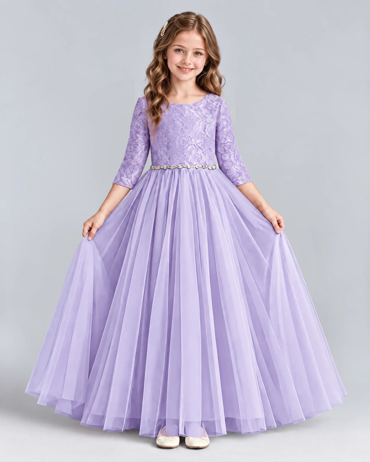 Lilac Ball Gown Girls Formal Dresses Front
