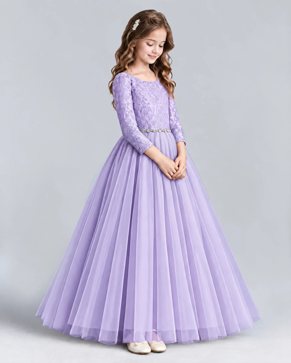 Lilac Ball Gown Girls Formal Dresses Side [Shared]
