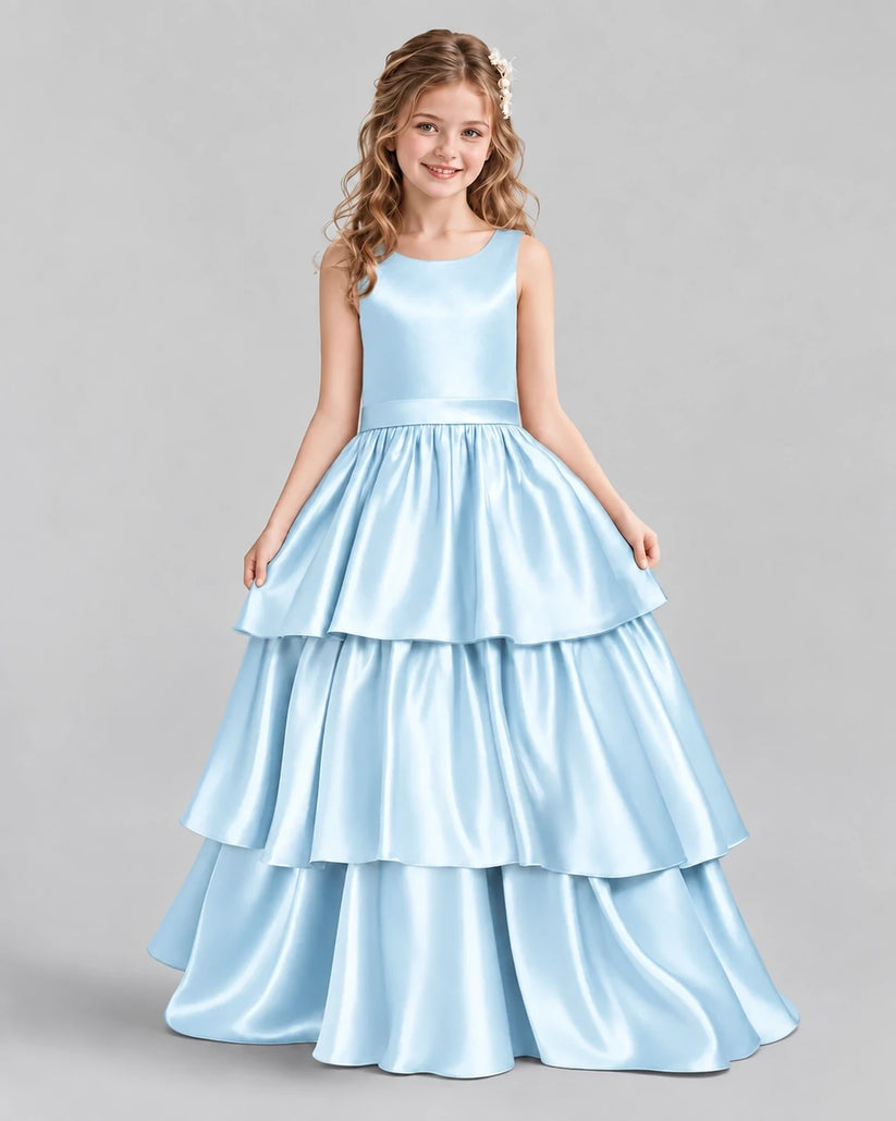 Baby Blue Ball Gown Girls Formal Dresses Front