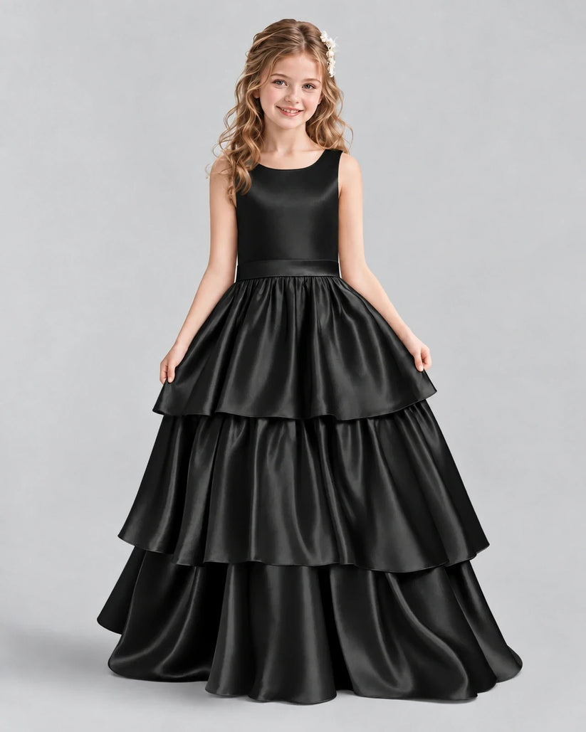 Black Ball Gown Girls Formal Dresses Front