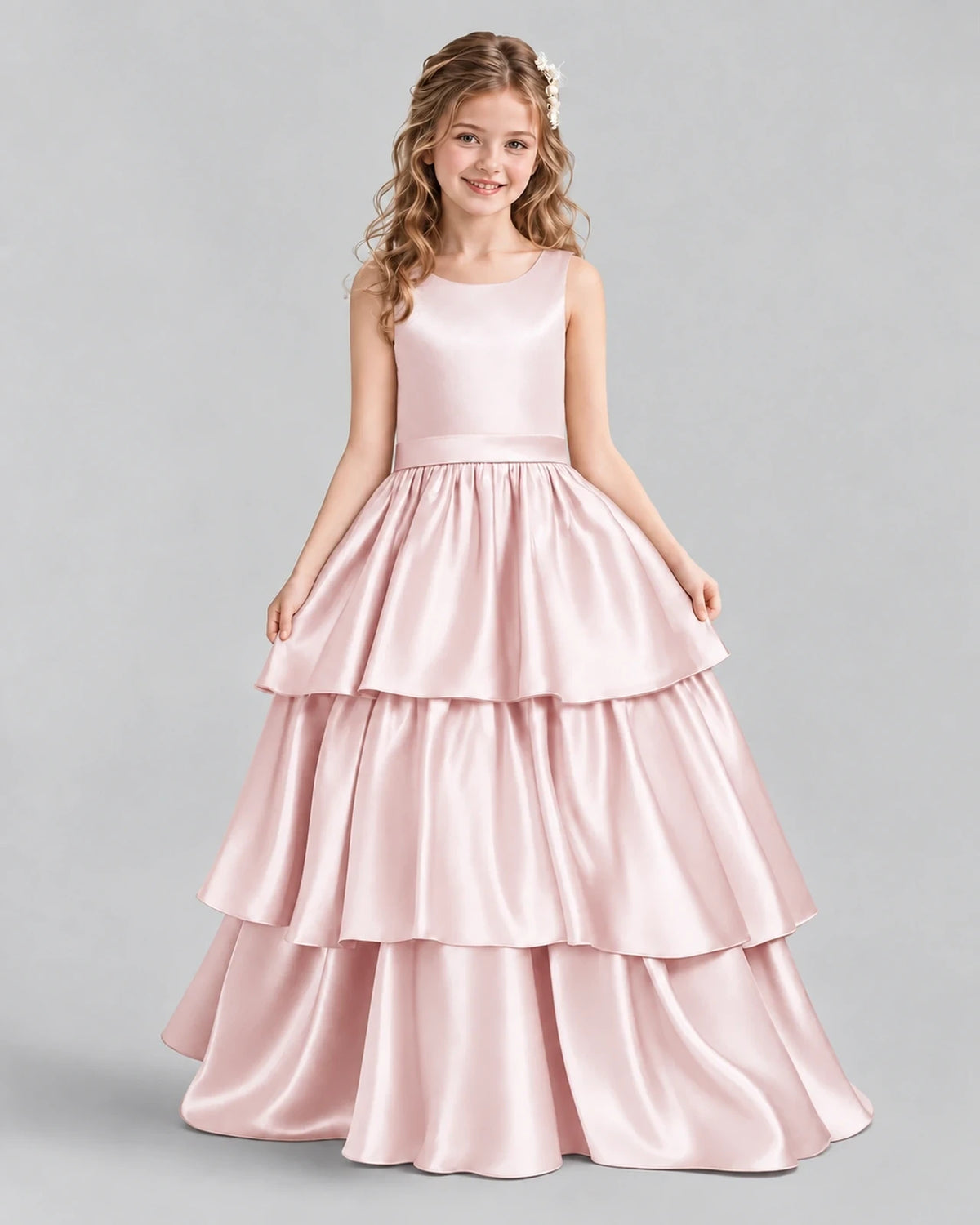 Blush Pink Ball Gown Girls Formal Dresses Front