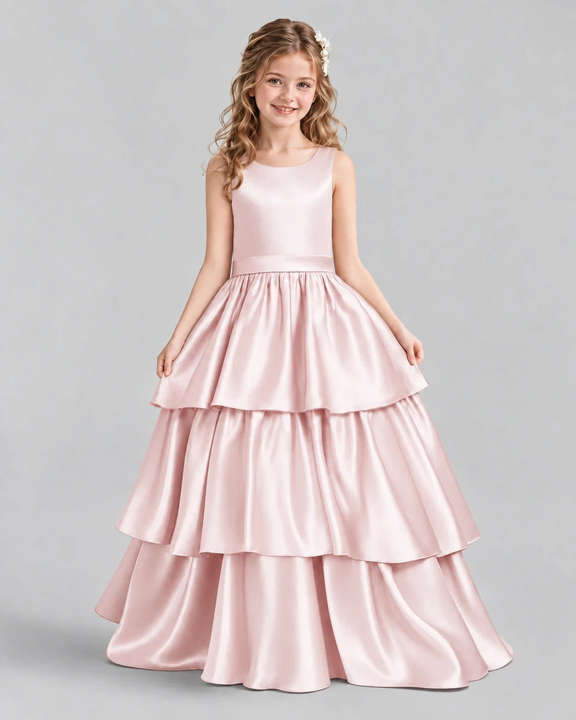 Blush Pink Ball Gown Girls Formal Dresses Front
