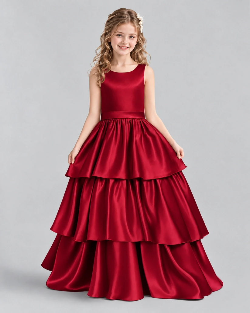 Burgundy Ball Gown Girls Formal Dresses Front