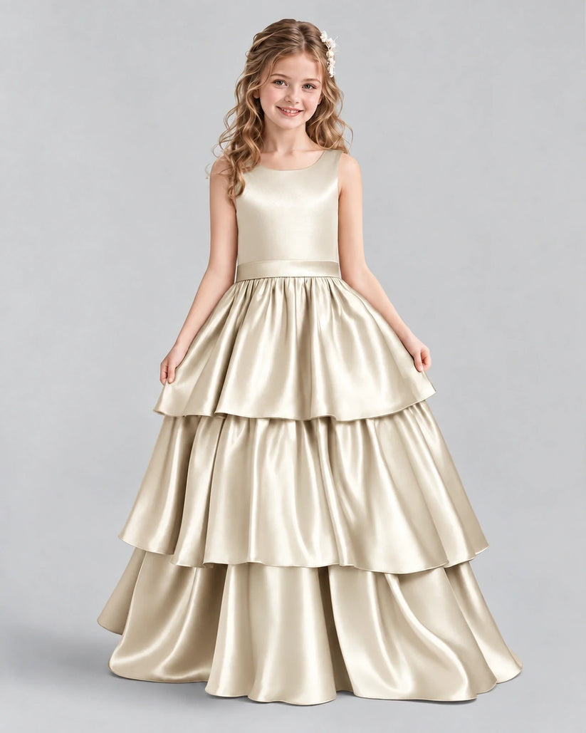 Champagne Ball Gown Girls Formal Dresses Front
