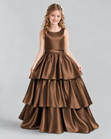 Chocolate Ball Gown Girls Formal Dresses Front