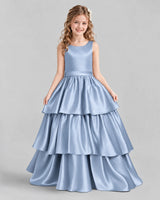 Dusty Blue Ball Gown Girls Formal Dresses Front