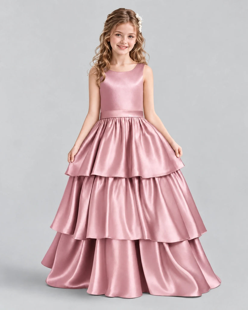 Dusty Rose Ball Gown Girls Formal Dresses Front