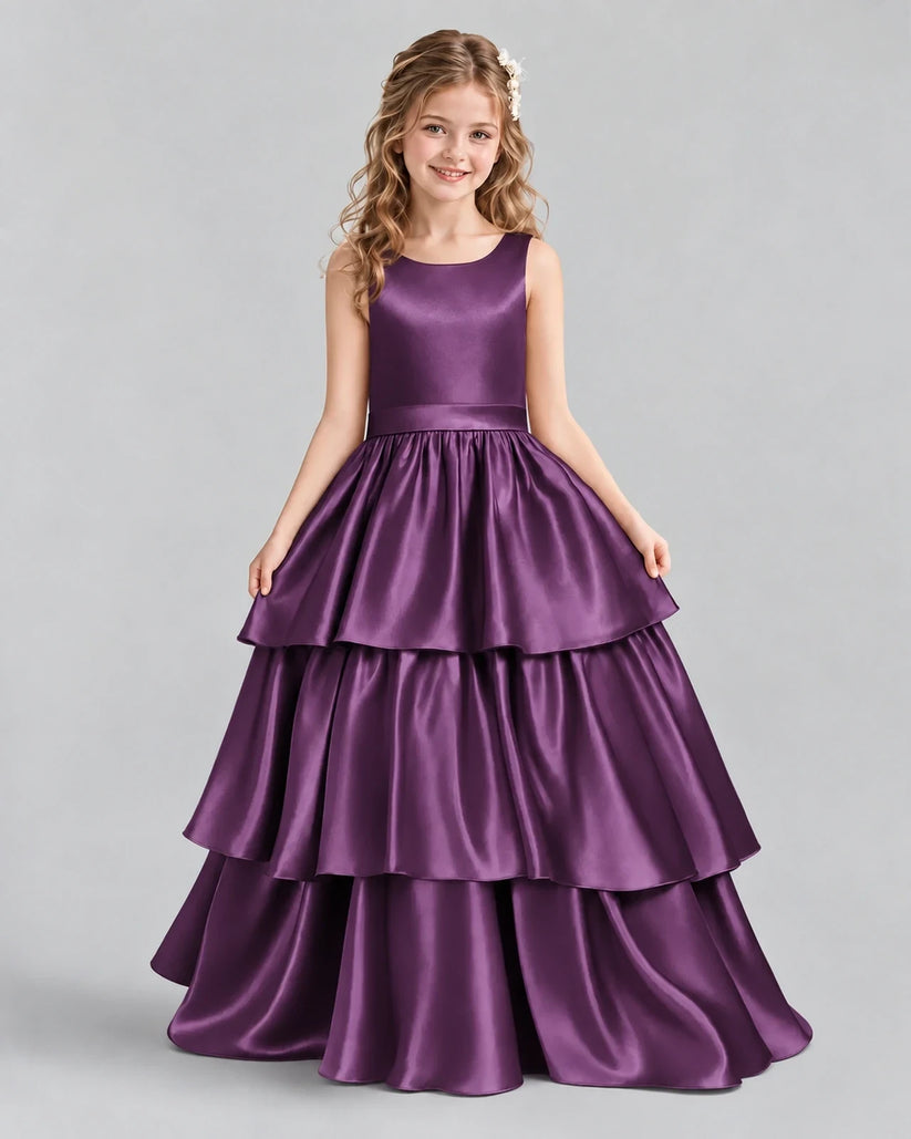 Grape Ball Gown Girls Formal Dresses Front